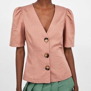Zara Pink Button-Up Blouse
